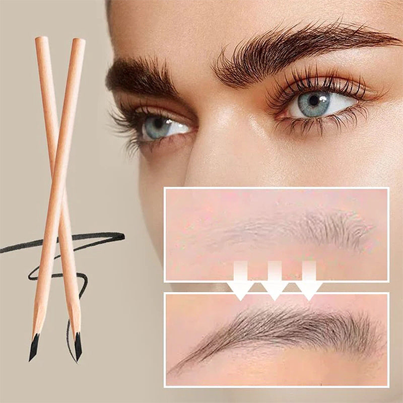 "Vattentät träögonbrynspenna i svart och brun för naturliga ögonbryn, perfekt för en hållbar och naturlig look."