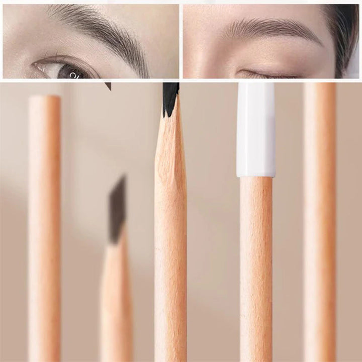 "Vattentät träögonbrynspenna i svart och brun för naturliga ögonbryn, perfekt för en hållbar och naturlig look."