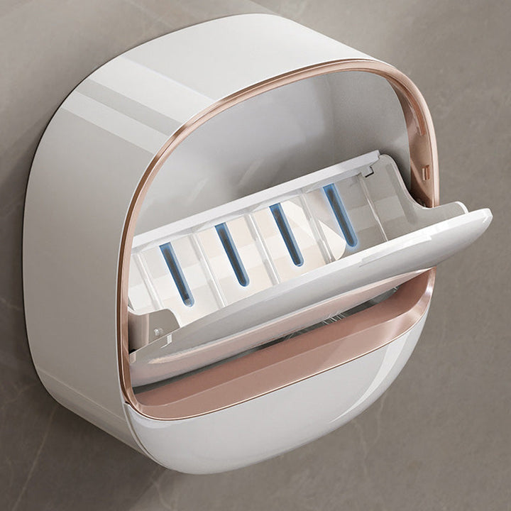 "Vattentät tvålkopp med dräneringsbox, elegant design i grönt ABS-material för torr och hållbar tvålförvaring i badrum."
