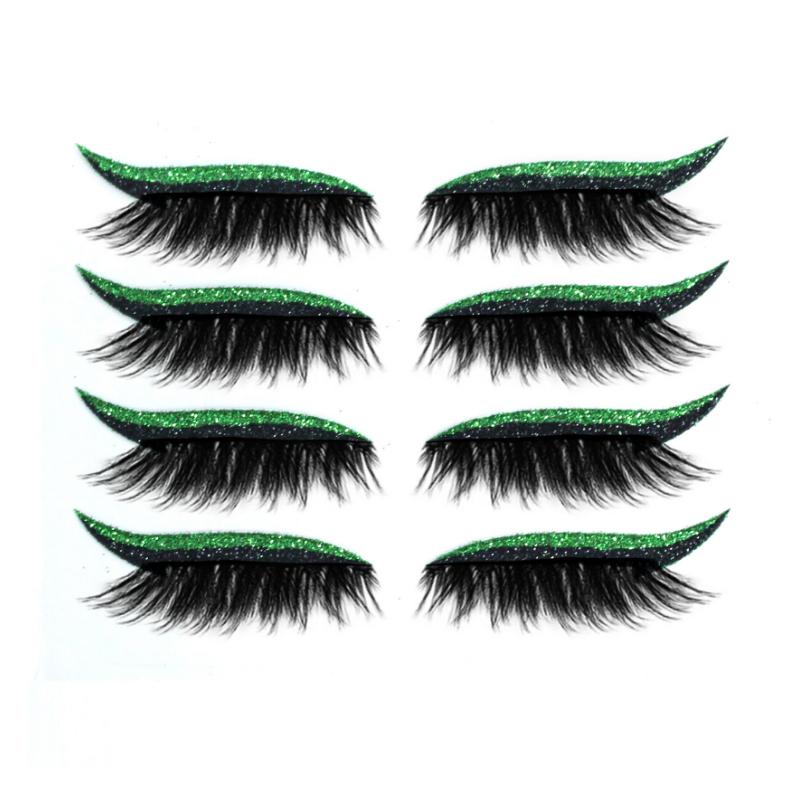 "Vattentäta, återanvändbara eyeliner- och ögonfransdekaler i olika färger, elegant design för kreativ makeup."