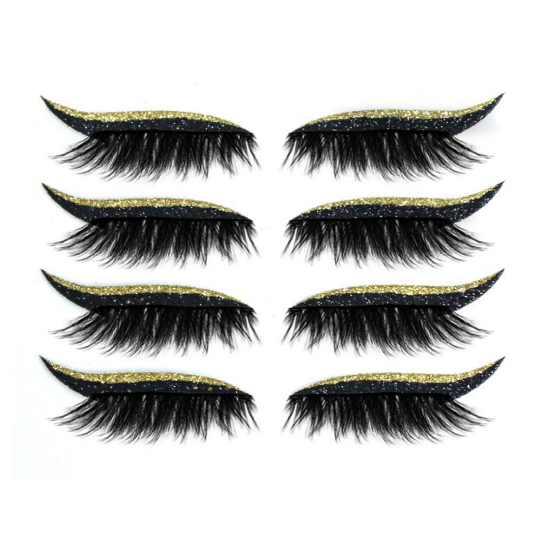 "Vattentäta, återanvändbara eyeliner- och ögonfransdekaler i olika färger, elegant design för kreativ makeup."