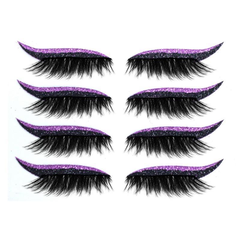 "Vattentäta, återanvändbara eyeliner- och ögonfransdekaler i olika färger, elegant design för kreativ makeup."