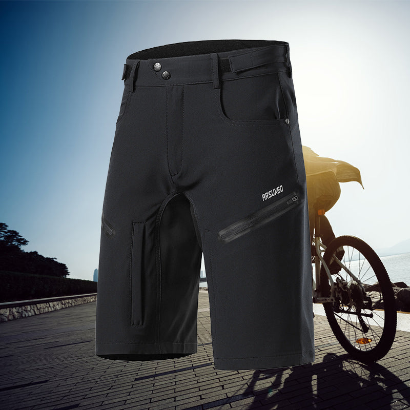 "Vattentäta cykelshorts för män med justerbar midja, reflexdetaljer och fickor, grå färg"