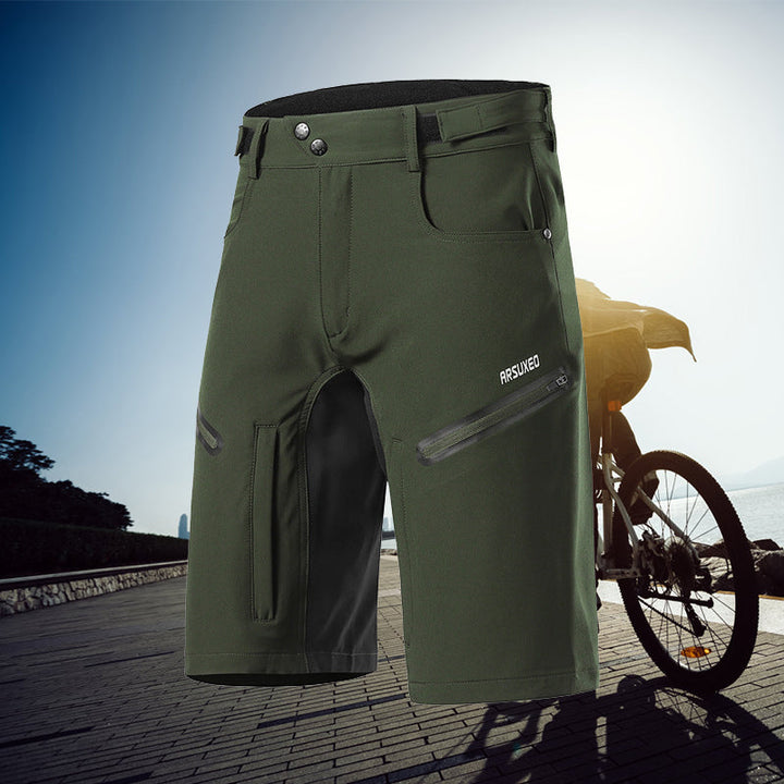 "Vattentäta cykelshorts för män med justerbar midja, reflexdetaljer och fickor, grå färg"