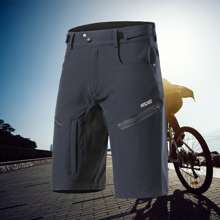 "Vattentäta cykelshorts för män med justerbar midja, reflexdetaljer och fickor, grå färg"