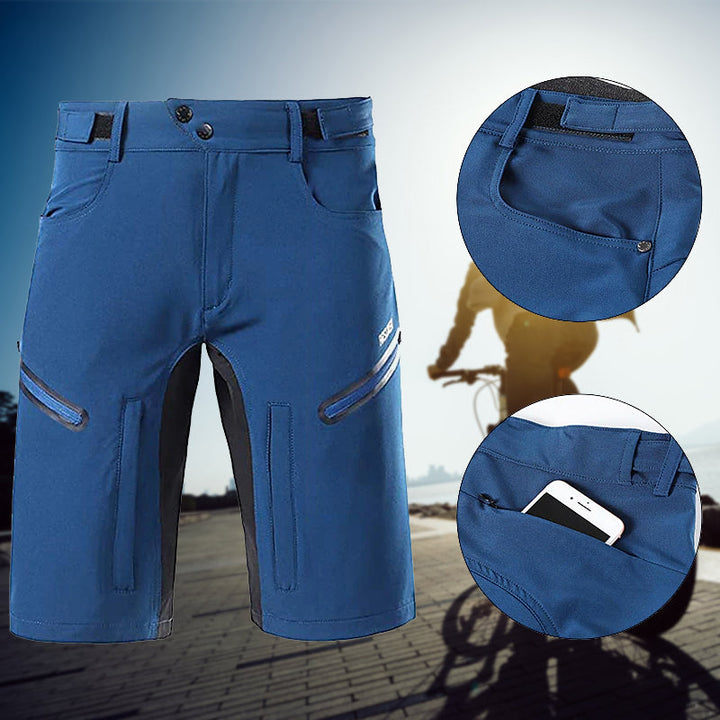 "Vattentäta cykelshorts för män med justerbar midja, reflexdetaljer och fickor, grå färg"