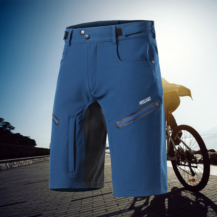 "Vattentäta cykelshorts för män med justerbar midja, reflexdetaljer och fickor, grå färg"