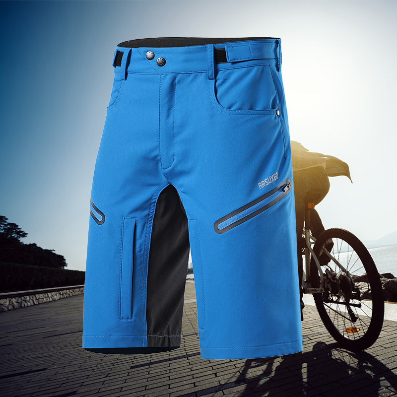 "Vattentäta cykelshorts för män med justerbar midja, reflexdetaljer och fickor, grå färg"