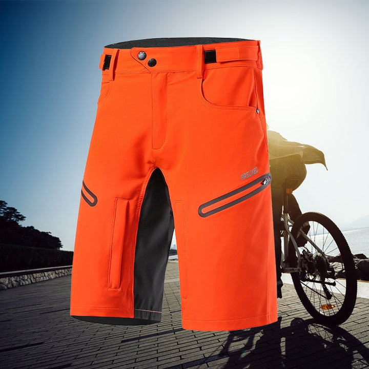 "Vattentäta cykelshorts för män med justerbar midja, reflexdetaljer och fickor, grå färg"