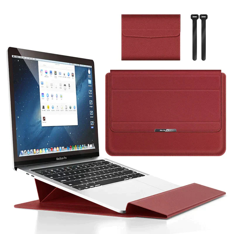 "Vattentätt justerbart laptopfodral i konstläder, elegant design med magnetisk stängning för bästa skydd av din dator."