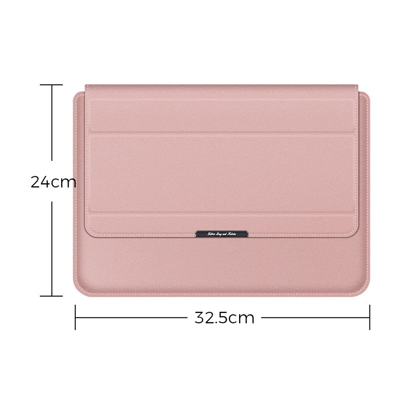 "Vattentätt justerbart laptopfodral i konstläder, elegant design med magnetisk stängning för bästa skydd av din dator."