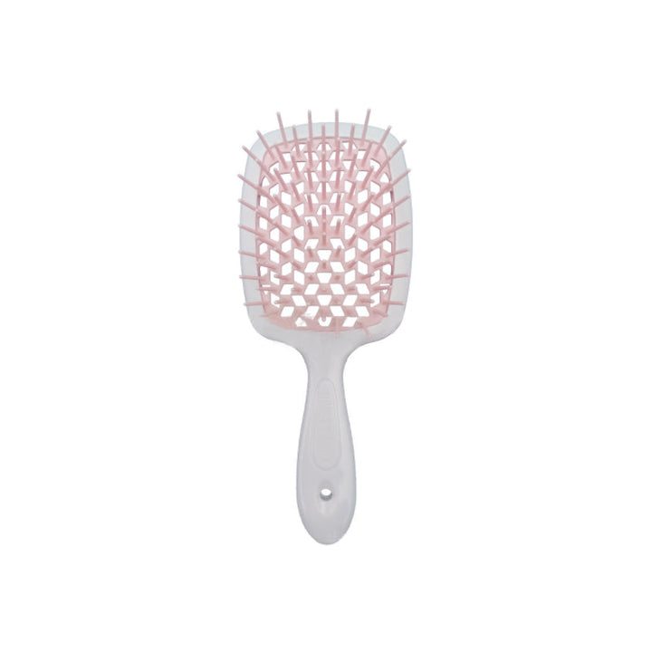 "Ventilerad avtrasslande hårborste i grönt, rosa, rött, svart, vitt. Effektiv för trasselfritt hår. Beauty & Wellbeing."