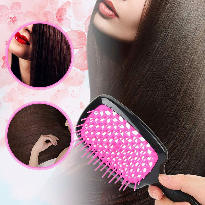 "Ventilerad avtrasslande hårborste i grönt, rosa, rött, svart, vitt. Effektiv för trasselfritt hår. Beauty & Wellbeing."