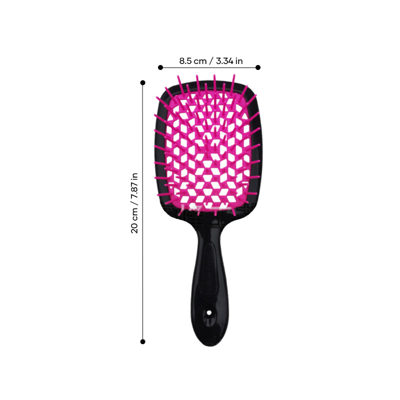 "Ventilerad avtrasslande hårborste i grönt, rosa, rött, svart, vitt. Effektiv för trasselfritt hår. Beauty & Wellbeing."