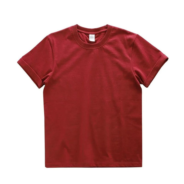 "Överdimensionerad t-shirt för män i bomull, enfärgad, avslappnad passform, kortärmad, rund hals, tungvikt tyg."