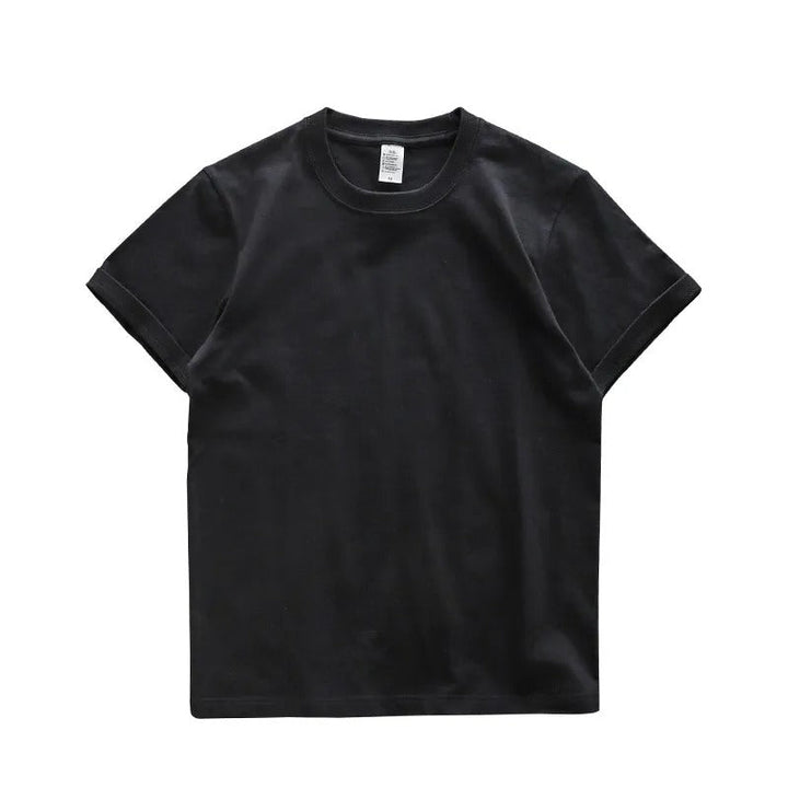 "Överdimensionerad t-shirt för män i bomull, enfärgad, avslappnad passform, kortärmad, rund hals, tungvikt tyg."
