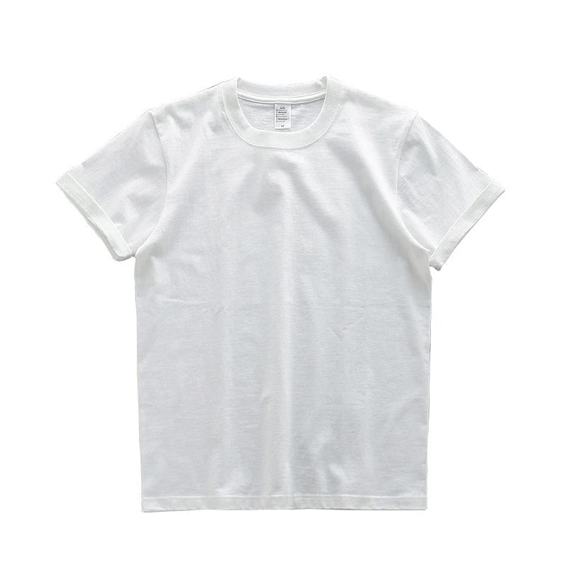 "Överdimensionerad t-shirt för män i bomull, enfärgad, avslappnad passform, kortärmad, rund hals, tungvikt tyg."