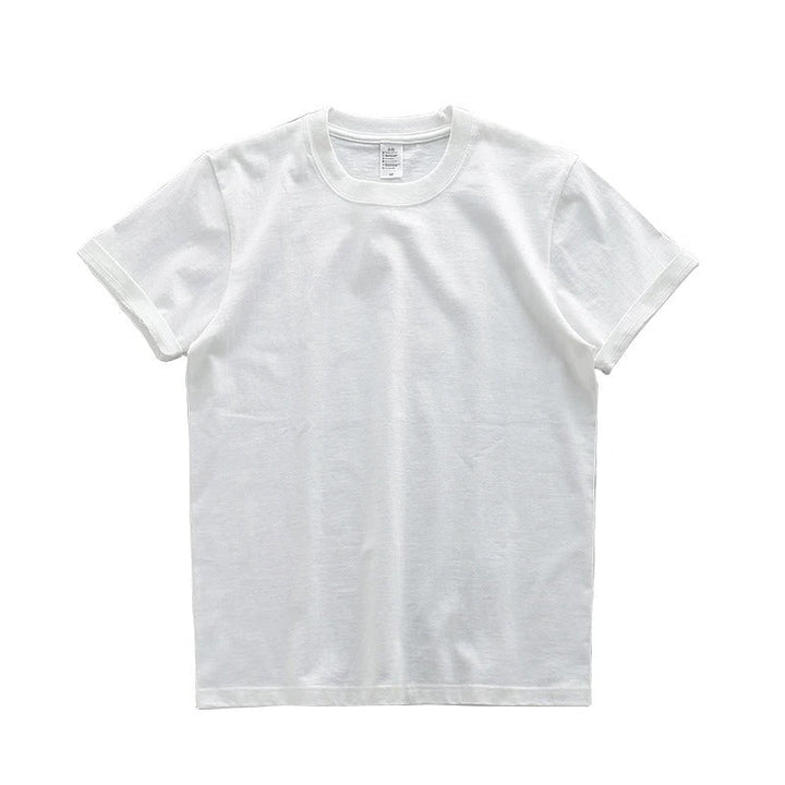 "Överdimensionerad t-shirt för män i bomull, enfärgad, avslappnad passform, kortärmad, rund hals, tungvikt tyg."