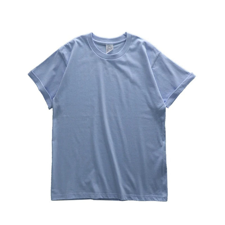 "Överdimensionerad t-shirt för män i bomull, enfärgad, avslappnad passform, kortärmad, rund hals, tungvikt tyg."