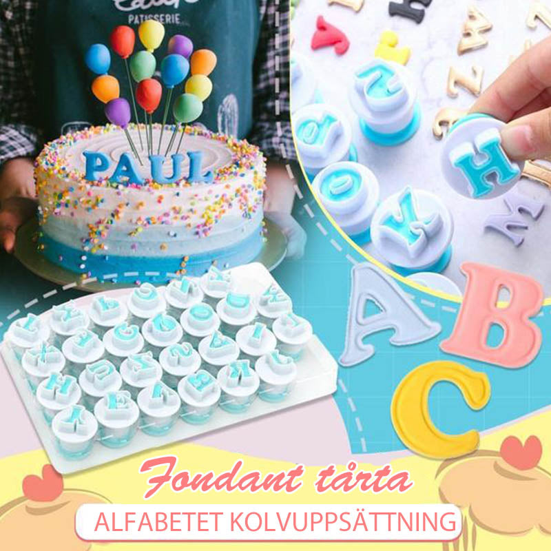 "Verktygssats för fondantkaka med bokstäver och siffror, non-stick ABS-plast, perfekt för kreativa bakverk."