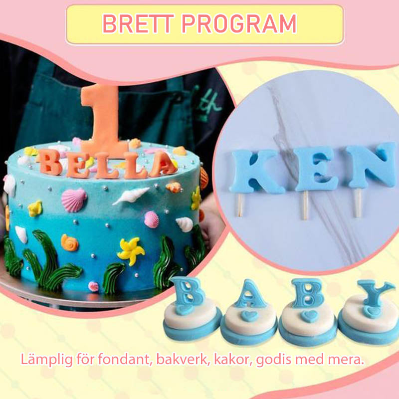 "Verktygssats för fondantkaka med bokstäver och siffror, non-stick ABS-plast, perfekt för kreativa bakverk."