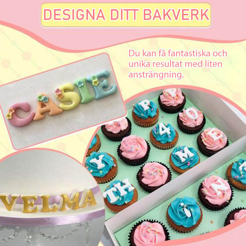 "Verktygssats för fondantkaka med bokstäver och siffror, non-stick ABS-plast, perfekt för kreativa bakverk."