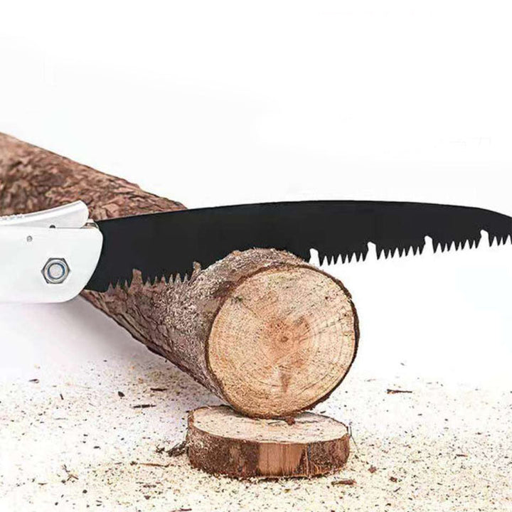 "Vikbar handhållen såg med ergonomiskt handtag, lätt och kompaktdesign, perfekt för trädgårdsarbete och konstruktion."