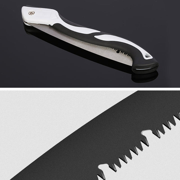 "Vikbar handhållen såg med ergonomiskt handtag, lätt och kompaktdesign, perfekt för trädgårdsarbete och konstruktion."