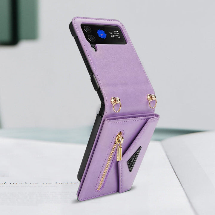 "Vikbart Samsung-fodral i konstläder, flera färger, med kortförvaring, elegant och skyddande för Samsung FLIP."