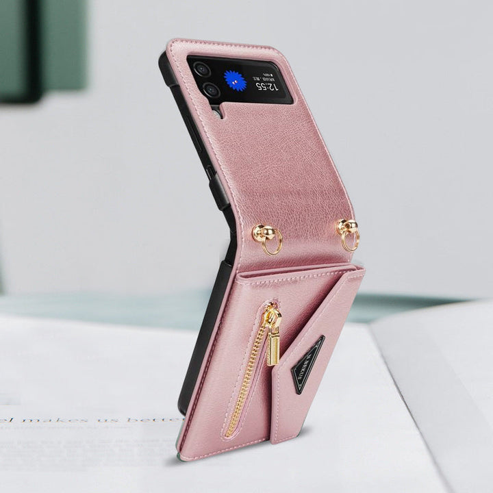"Vikbart Samsung-fodral i konstläder, flera färger, med kortförvaring, elegant och skyddande för Samsung FLIP."