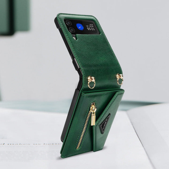 "Vikbart Samsung-fodral i konstläder, flera färger, med kortförvaring, elegant och skyddande för Samsung FLIP."
