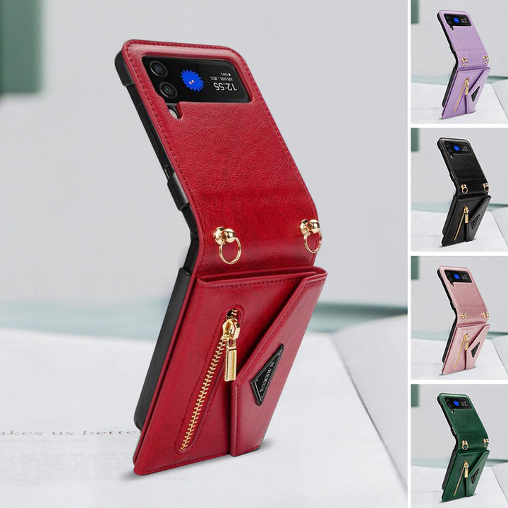 "Vikbart Samsung-fodral i konstläder, flera färger, med kortförvaring, elegant och skyddande för Samsung FLIP."