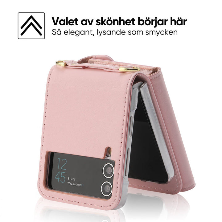 "Vikbart Samsung-fodral i konstläder, flera färger, med kortförvaring, elegant och skyddande för Samsung FLIP."
