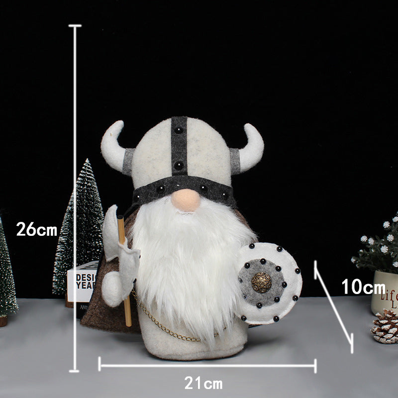 "Vikinga gnome krigare med ingefärsskägg och hornhjälm som dekoration i trädgård. Unique viking-style figurine."