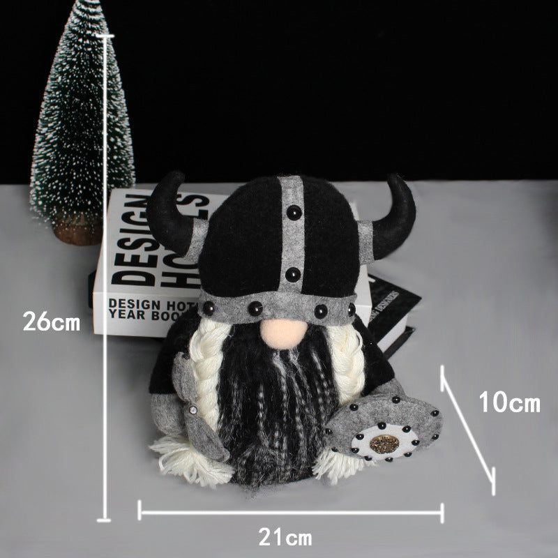 "Vikinga gnome krigare med ingefärsskägg och hornhjälm som dekoration i trädgård. Unique viking-style figurine."