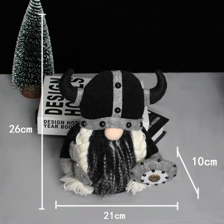 "Vikinga gnome krigare med ingefärsskägg och hornhjälm som dekoration i trädgård. Unique viking-style figurine."