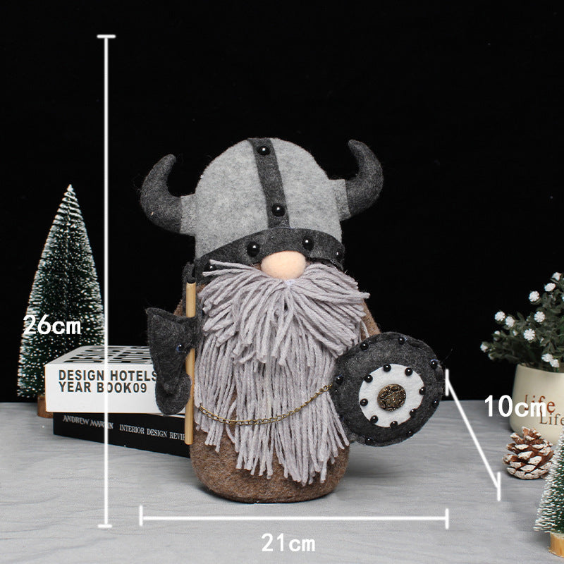 "Vikinga gnome krigare med ingefärsskägg och hornhjälm som dekoration i trädgård. Unique viking-style figurine."