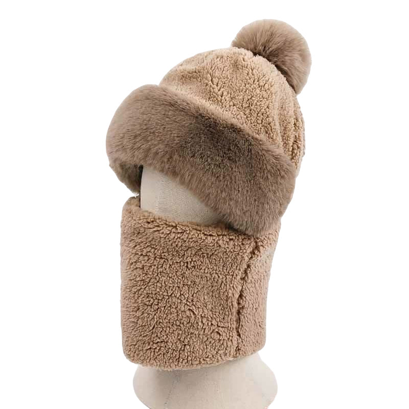 "Vindtät halsduk för kvinnor i blandade färger med pälsboll, dubbel lager design, elegant accessoar för vintergarderoben."