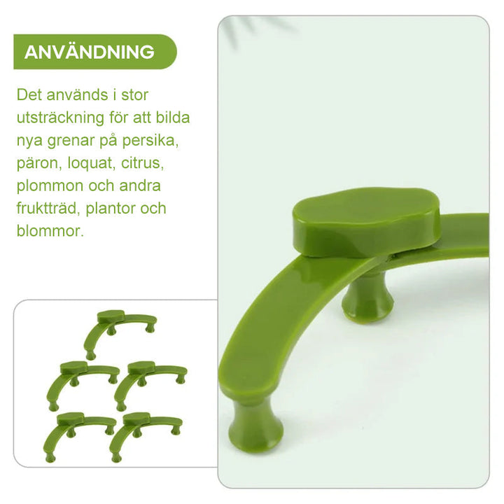 "Vinkeljusterbar växtböjare i hållbar plast för trädgårdsdekoration, justerbar vinkel, optimerar luft och ljusexponering."