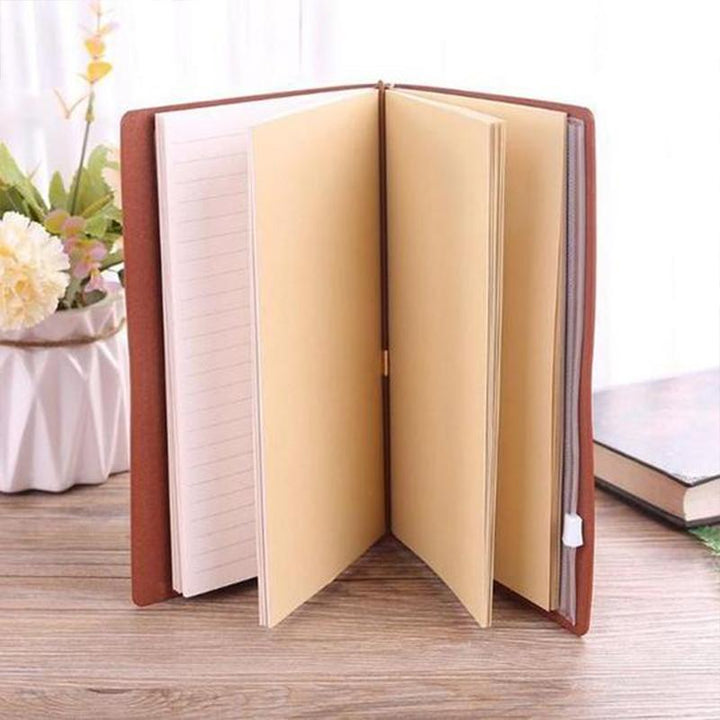 "Vintage graverad läderjournal med budskap, konstläderomslag, graverade citat, elegant design för inspiration och skrivande."