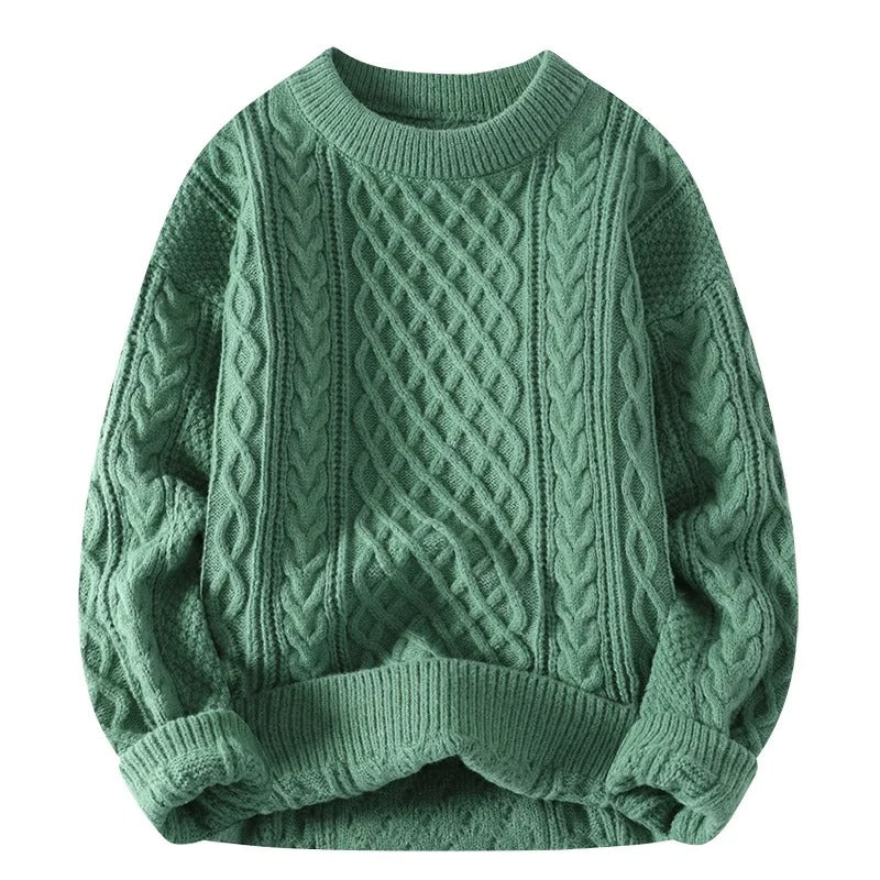 Vintage stickad tröja för kvinnor med rund hals, perfekt för höst- och vintermode