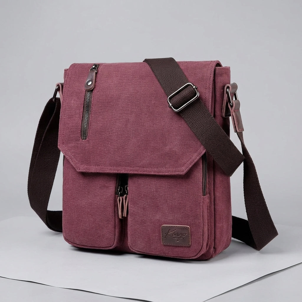 Kompakt canvasväska i vintage-stil, en mångsidig unisex crossbody för smidig förvaring. Packford design.