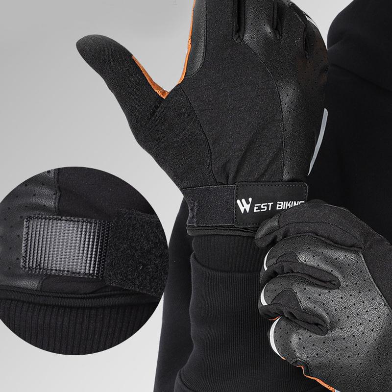 "Vinterhandskar för cykel, herr, vattenavvisande, svart polyester med fleecefoder, reflexband och pekskärmtips"