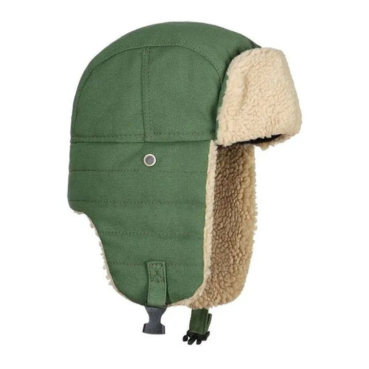 Vintermössa i fleece med öronskydd för herr och dam, varm och trendig, finns i brun, grön, marinblå och svart.