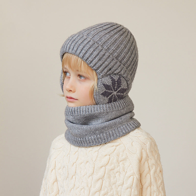 "Vinterscarfset för barn i mjuk fleece, mörkgrå färg, idealisk för 4-10 år, komfort och värme för vinterdagar"