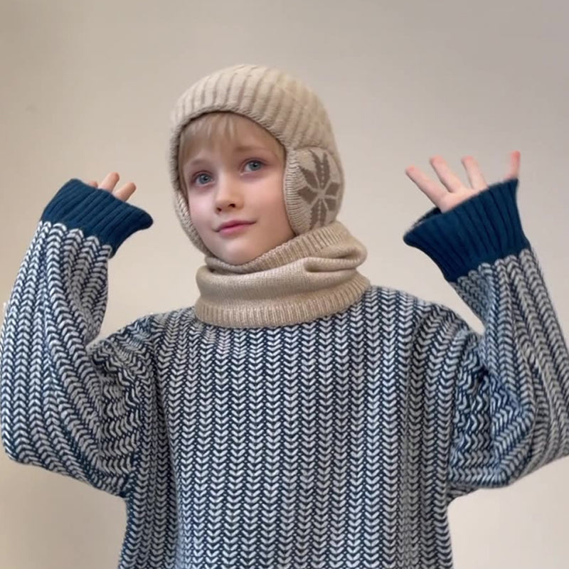 "Vinterscarfset för barn i mjuk fleece, mörkgrå färg, idealisk för 4-10 år, komfort och värme för vinterdagar"
