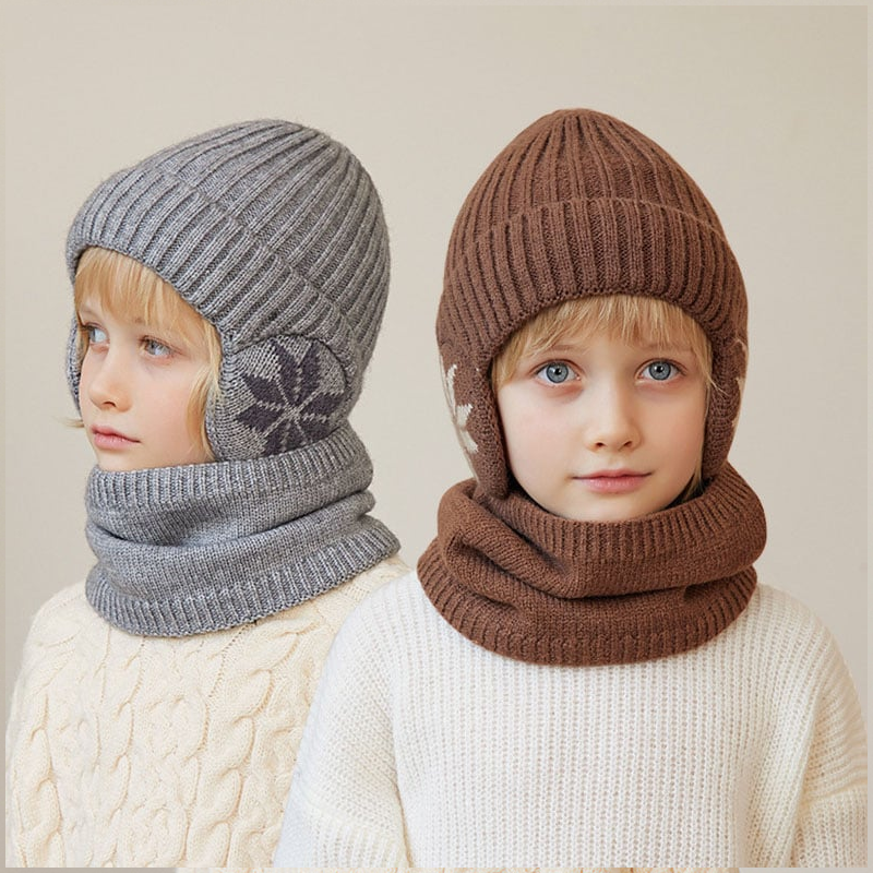 "Vinterscarfset för barn i mjuk fleece, mörkgrå färg, idealisk för 4-10 år, komfort och värme för vinterdagar"