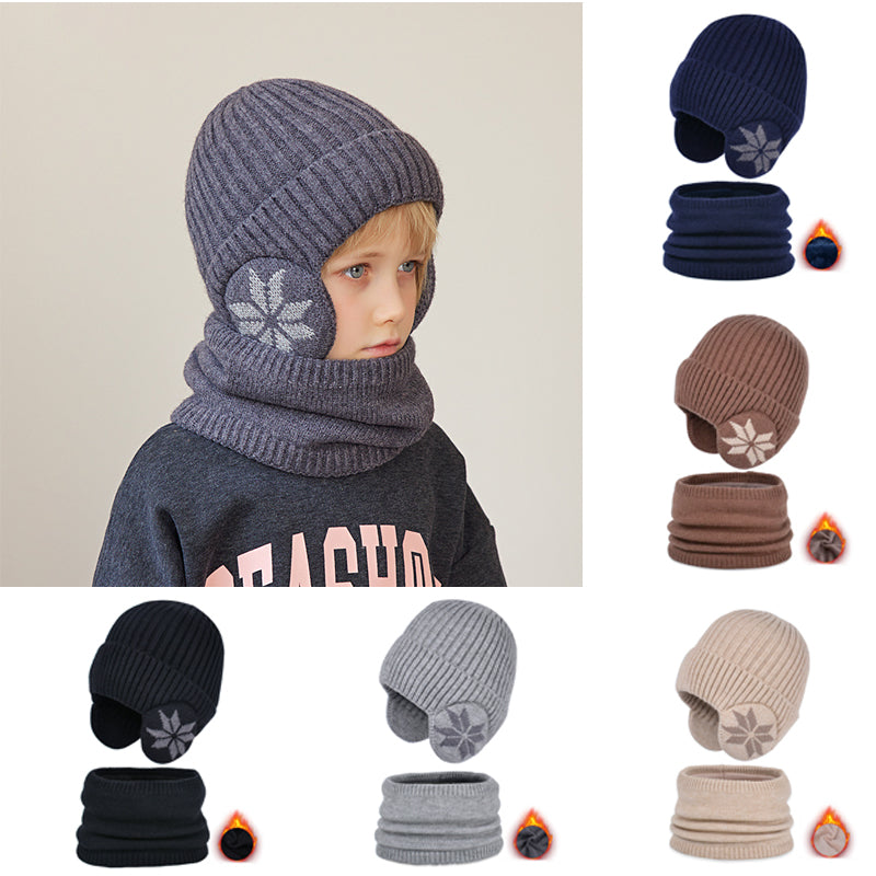 "Vinterscarfset för barn i mjuk fleece, mörkgrå färg, idealisk för 4-10 år, komfort och värme för vinterdagar"