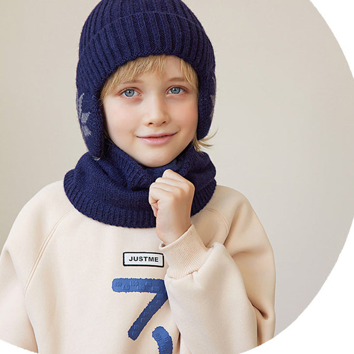 "Vinterscarfset för barn i mjuk fleece, mörkgrå färg, idealisk för 4-10 år, komfort och värme för vinterdagar"