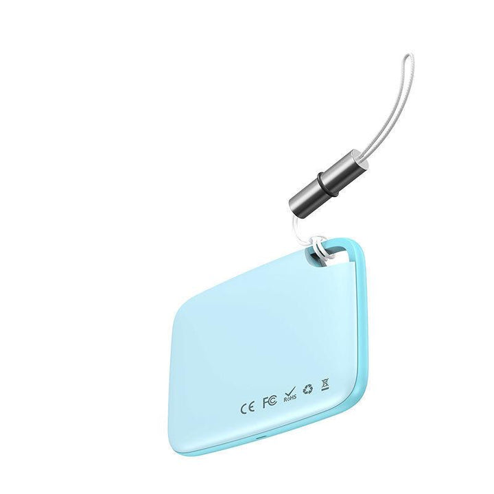 "Vit Bluetooth-spårare för förlorade föremål, kompakt och bärbar, idealisk för nycklar, husdjur och fordon."